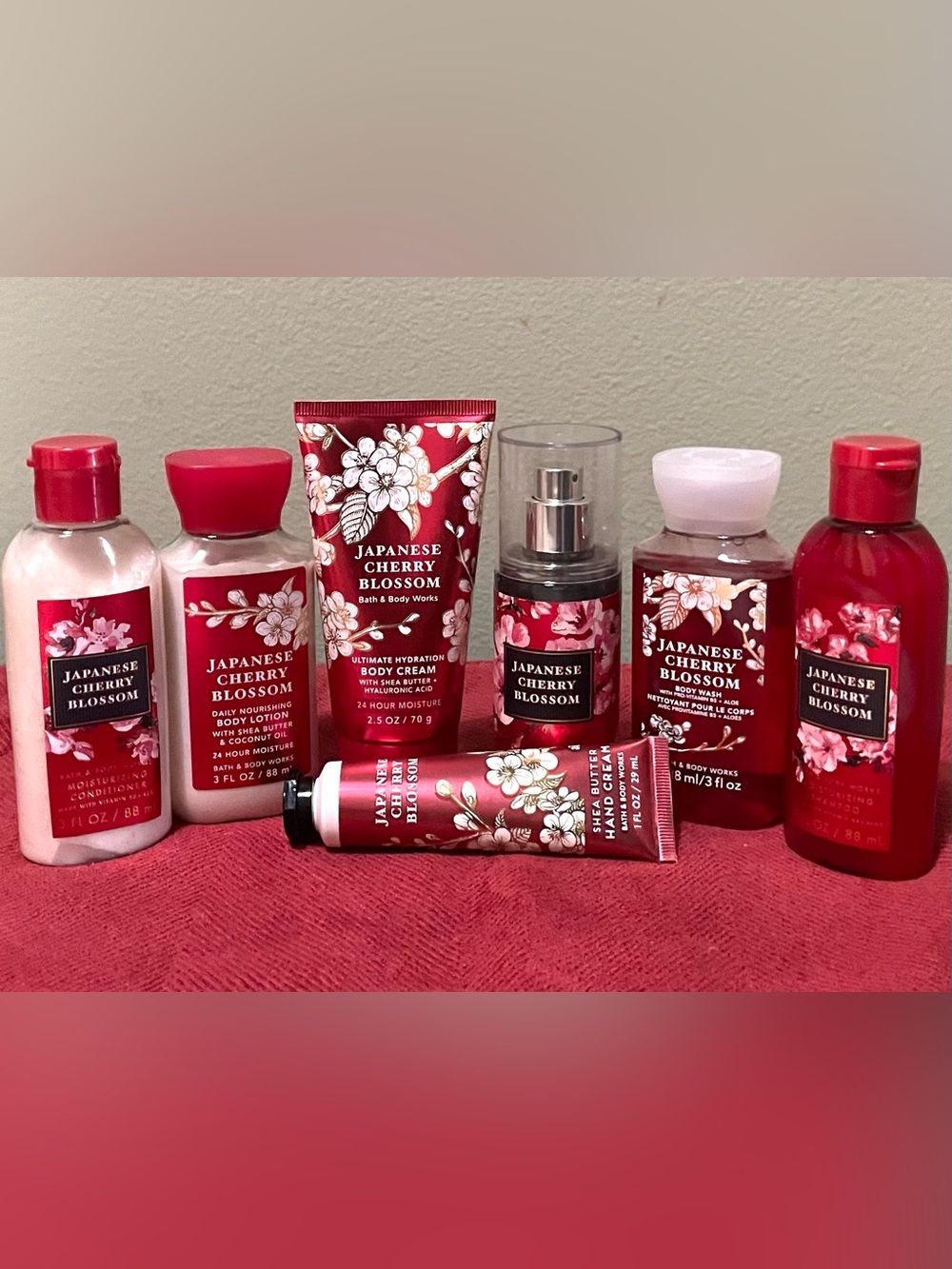 Bath & Body Works JAPANESE CHERRY BLOSSOM SEVEN PIECE Travel Bundle